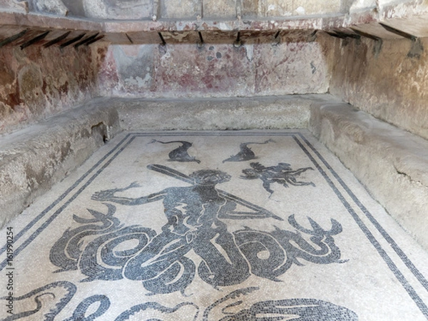 Fototapeta Roman baths in Herculaneum, Naples, Italy, with mosaics