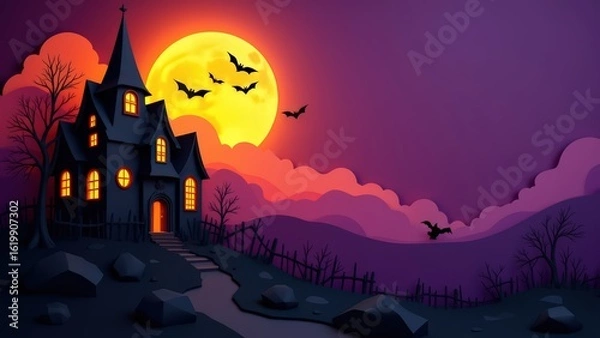 Obraz Abstract geometric Halloween paper cut background