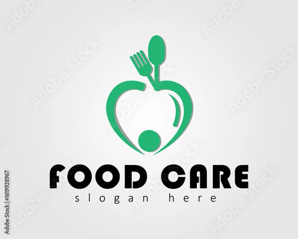 Fototapeta The Food Care logo is designed with an illustration of an apple symbol, and this logo is designed for the company