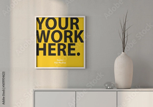 Fototapeta Square poster Art Frame Mockup hanging on wall