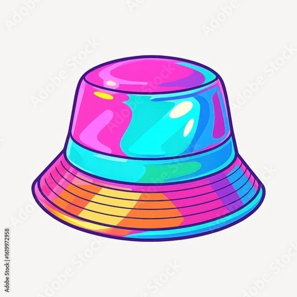 Obraz Colorful vibrant bucket hat illustration.