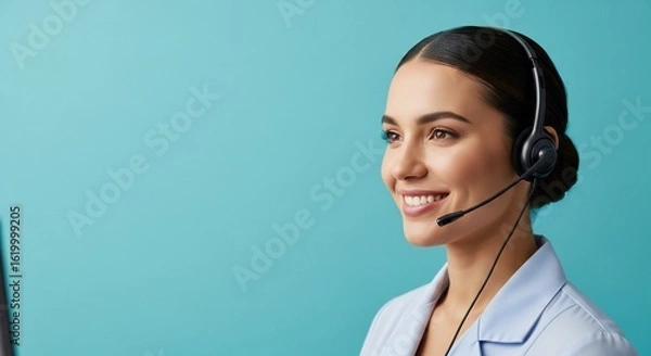 Obraz Smiling Customer Service Agent Headset