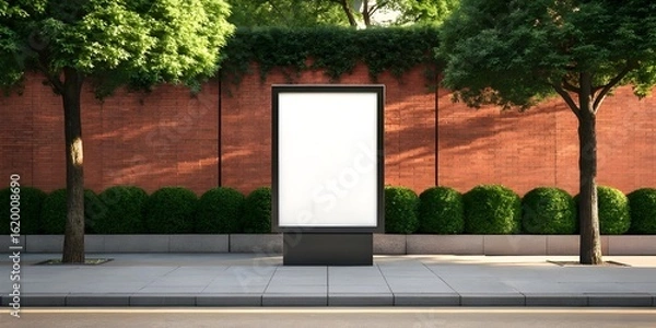 Fototapeta Modern minimalist digital billboard stands on sidewalk image