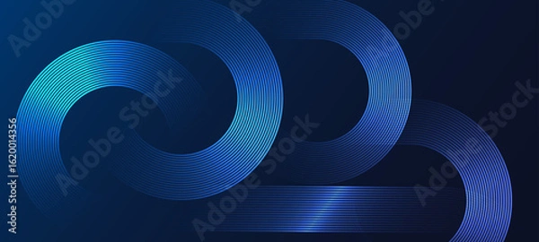 Obraz Circular line pattern on dark blue background with abstract geometric shapes