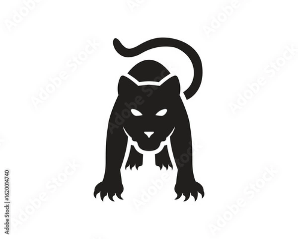 Fototapeta Wild panther in silhouette vector illustration