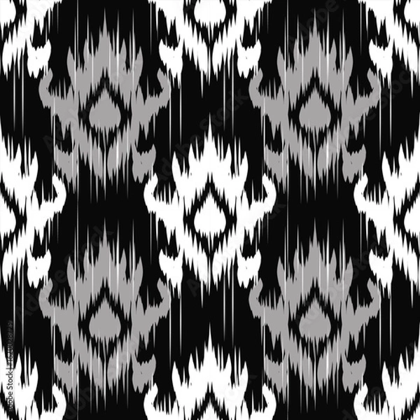 Fototapeta Seamless pattern,  ethnic background, fabric traditional, motif ornament, ikat pattern, seamless geometric, doodles line, geometric and tribal-inspired, freehand drawing design, handmade texttile. 