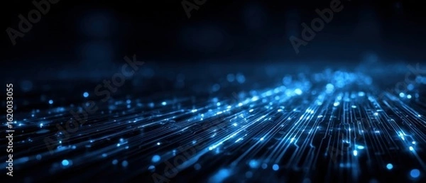 Fototapeta Abstract Blue Light Trails: Futuristic Digital Background for Tech and Innovation Projects