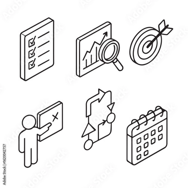 Obraz Isometric Action Plan Icons.