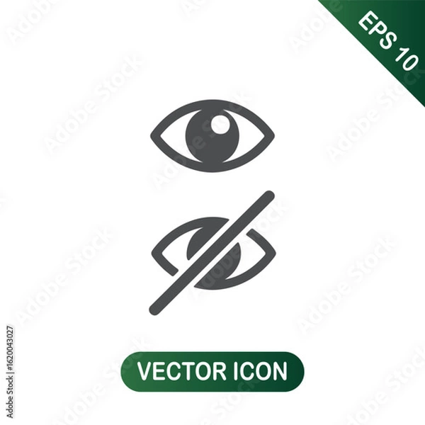 Fototapeta Eye Icon Set Visible and Invisible Symbols
