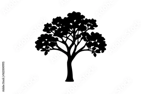 Fototapeta Blooming Teak Tree Silhouette on White plant
