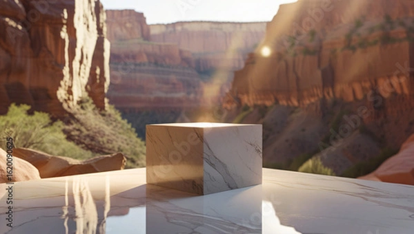 Obraz Marble Cube Product Stand in Grand Canyon at Sunrise