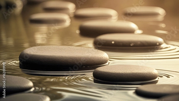Fototapeta Serene Stepping Stones on Water with Ripples