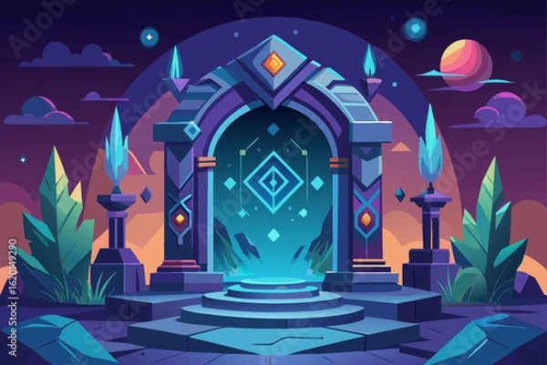 Fototapeta Stylized Vector Art of an Ancient Portal or Gateway
