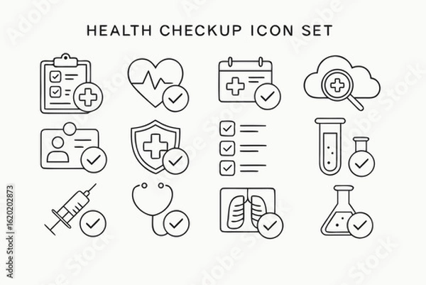 Obraz Collection of medical health checkup icons isolated on white background
