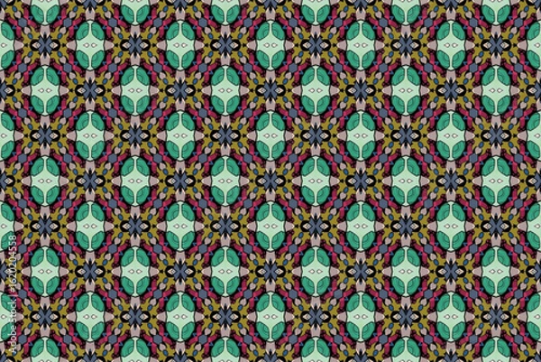 Fototapeta Seamless Textile Visual Geometric Art Fashion Endless Tile Wallpaper Graphic Texture Cloth Digital Symmetric Decoration Perspective Interior Design Shape Fabric Luxury Background Template Pattern.