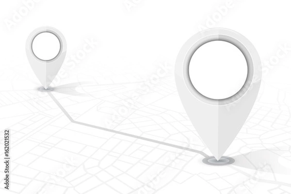 Fototapeta GPS navigator pin checking point to point white color on white background