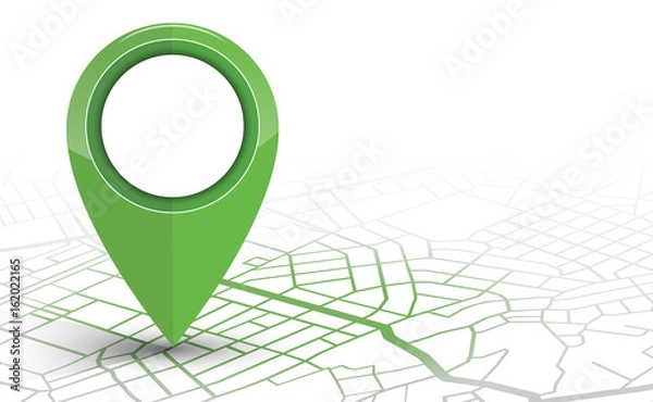 Fototapeta GPS navigator pin checking Green color on white background