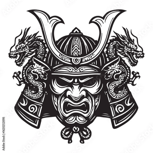 Obraz Samurai Helmet with Dragons.