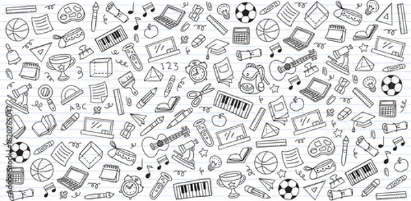 Obraz Hand drawn back to school element doodle vector background