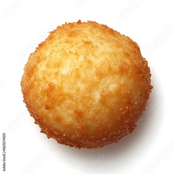 Fototapeta Golden, crispy fried ball with a textured surface