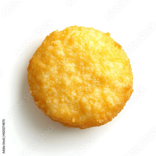 Obraz Golden, crispy fried food item with a round shape and textured surface