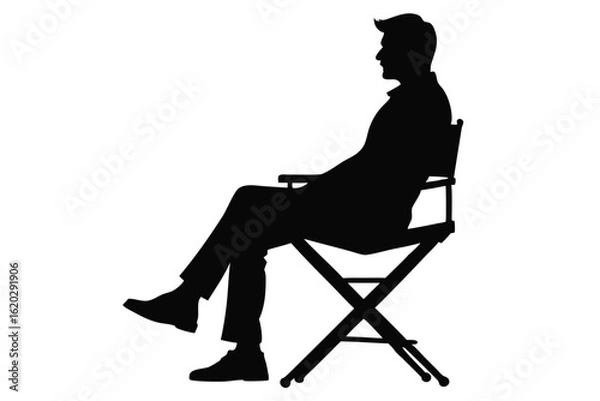 Fototapeta Creative Man in Chair Silhouette on White Background
