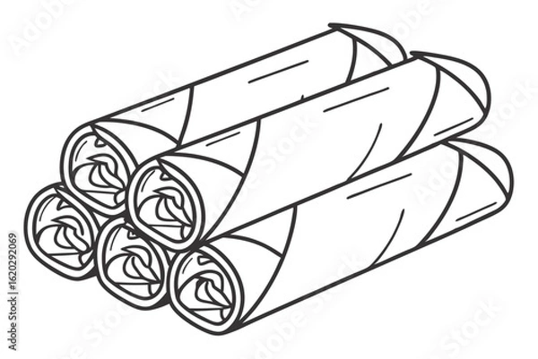 Obraz Crispy Spring Roll Snack Vector Art on White Background