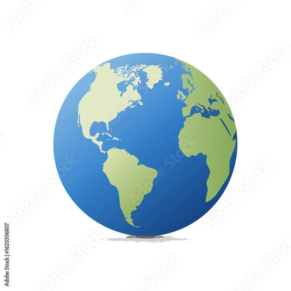 Obraz Earth globe illustration showing continents and oceans world map vector design for global travel environment ecology and science concepts