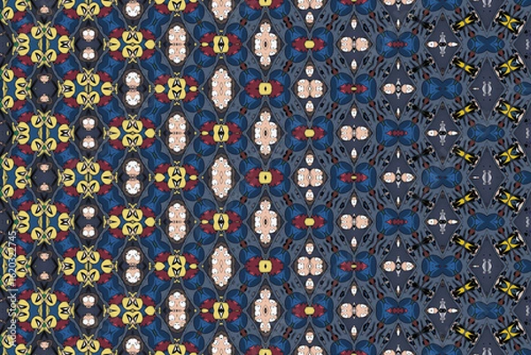 Fototapeta Seamless Fabric Geometric Cloth Design Perspective Fashion Textile Tile Shape Endless Decoration Graphic Visual Symmetric Luxury Template Background Interior Art Digital Wallpaper Texture Pattern.