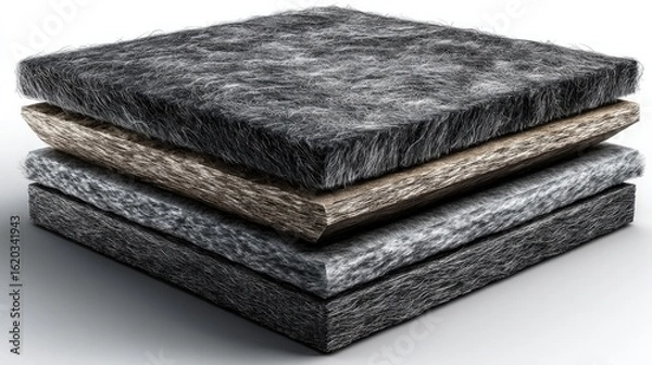 Fototapeta Layered Insulation Material: Close-up showcases a cross-section of various insulation layers, demonstrating effective thermal and acoustic properties.