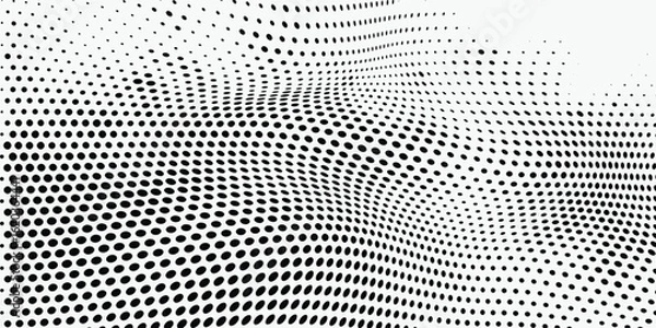 Fototapeta Black polka dots seamless pattern on white background. Halftone minimalist  arts modern