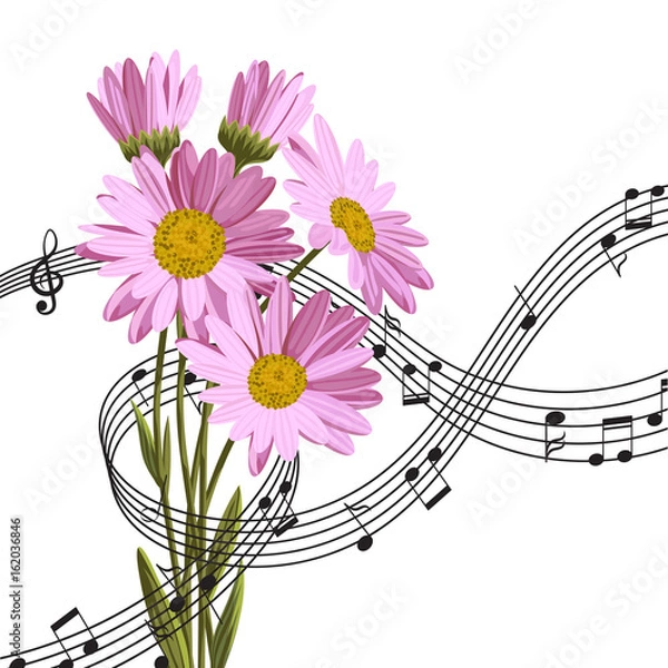 Obraz Daisies with music notes.
