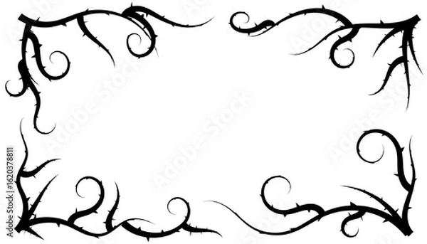 Fototapeta barbed wire and thorny frames in various shapes. Includes round, curly, wavy, and sharp silhouettes. Wreath-style borders with a horror or Halloween theme, perfect for adding dramatic copyspace. EPS10