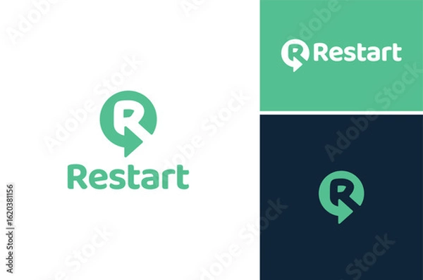 Fototapeta Circular Arrow Initial Letter R for Recycle Rotation Revolve Restart Restore Return Spinning Logo Design