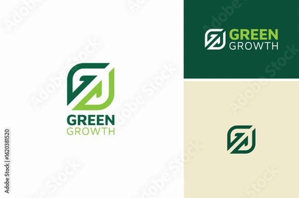 Fototapeta Initial Letter G or GG Monogram with arrow path for Green Growth logo design