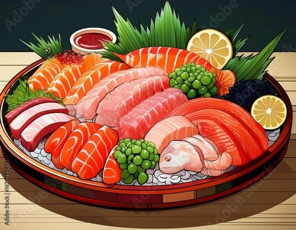 Obraz Generated image
新鮮な刺身のイラスト