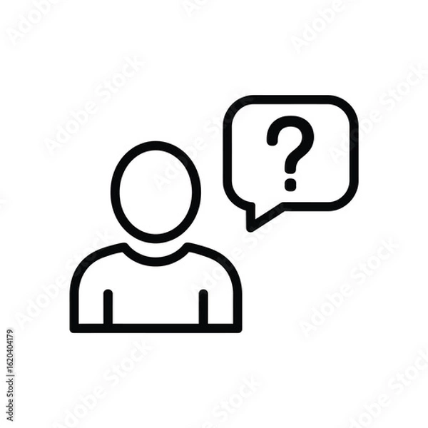 Fototapeta Person with a question mark in a speech bubble icon