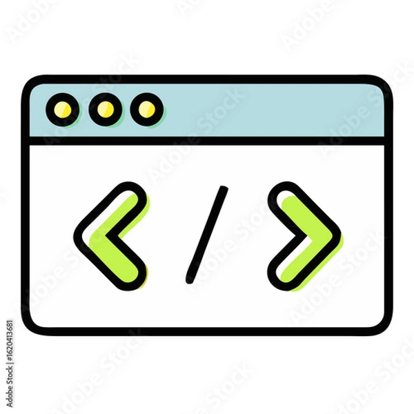 Fototapeta Browser window with code programming isolated on white background