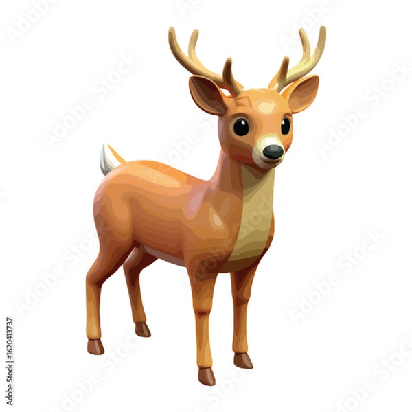 Fototapeta WebA cute 3D deer vector art.