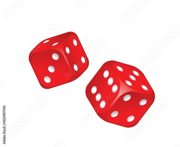 Obraz Casino Dice. Color Poker Cubes Isolated on White Background.