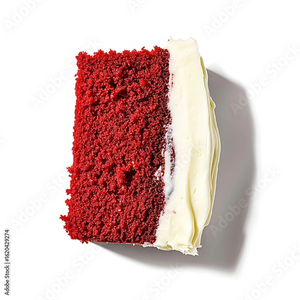 Fototapeta Slice of Red Velvet Cake with Cream Cheese Frosting