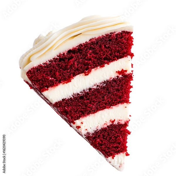 Fototapeta Slice of Red Velvet Cake with Cream Cheese Frosting