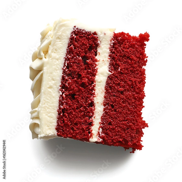 Fototapeta Slice of Red Velvet Cake with Cream Cheese Frosting