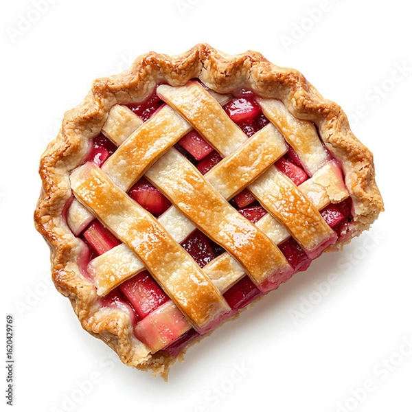Fototapeta Homemade Lattice-Top Fruit Pie with Golden Crust