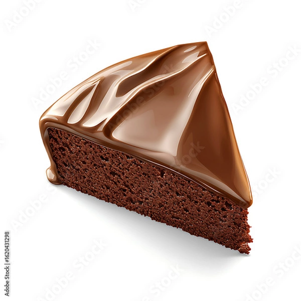 Fototapeta Decadent Slice of Chocolate Cake with Smooth Glaze