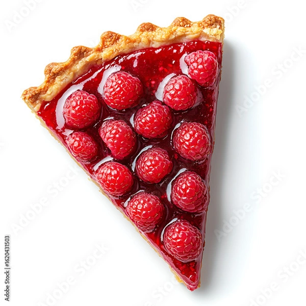 Fototapeta Slice of Raspberry Tart with Fresh Berries and Glazed Topping
