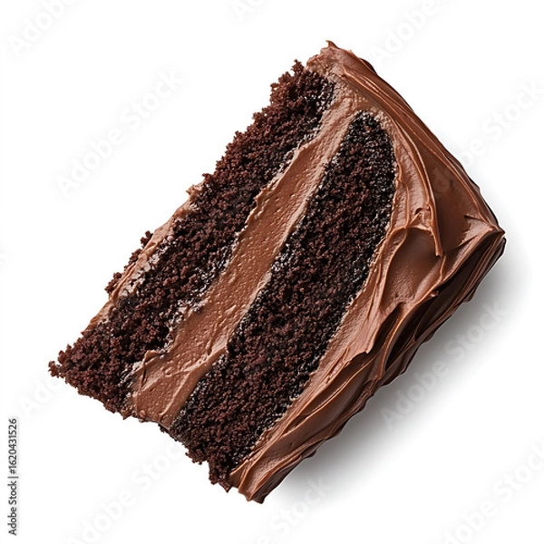 Fototapeta Decadent Slice of Chocolate Layer Cake with Rich Frosting