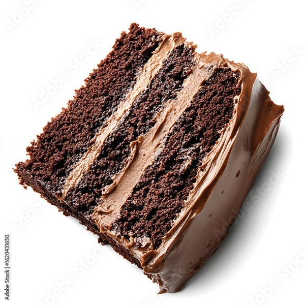 Fototapeta Decadent Slice of Chocolate Layer Cake with Rich Frosting