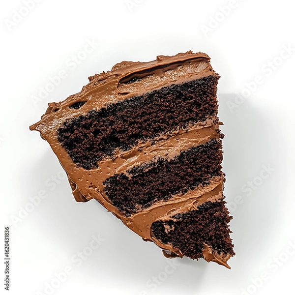 Fototapeta Decadent Slice of Chocolate Layer Cake with Rich Frosting