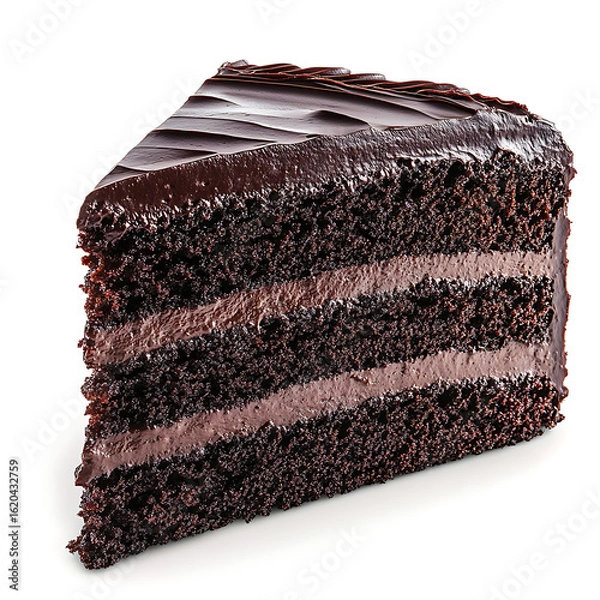 Fototapeta Decadent Slice of Layered Chocolate Cake with Rich Frosting